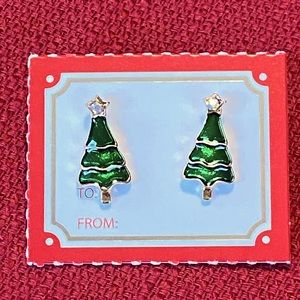 Crystals & Enamel Christmas Tree Post Earrings - NEW